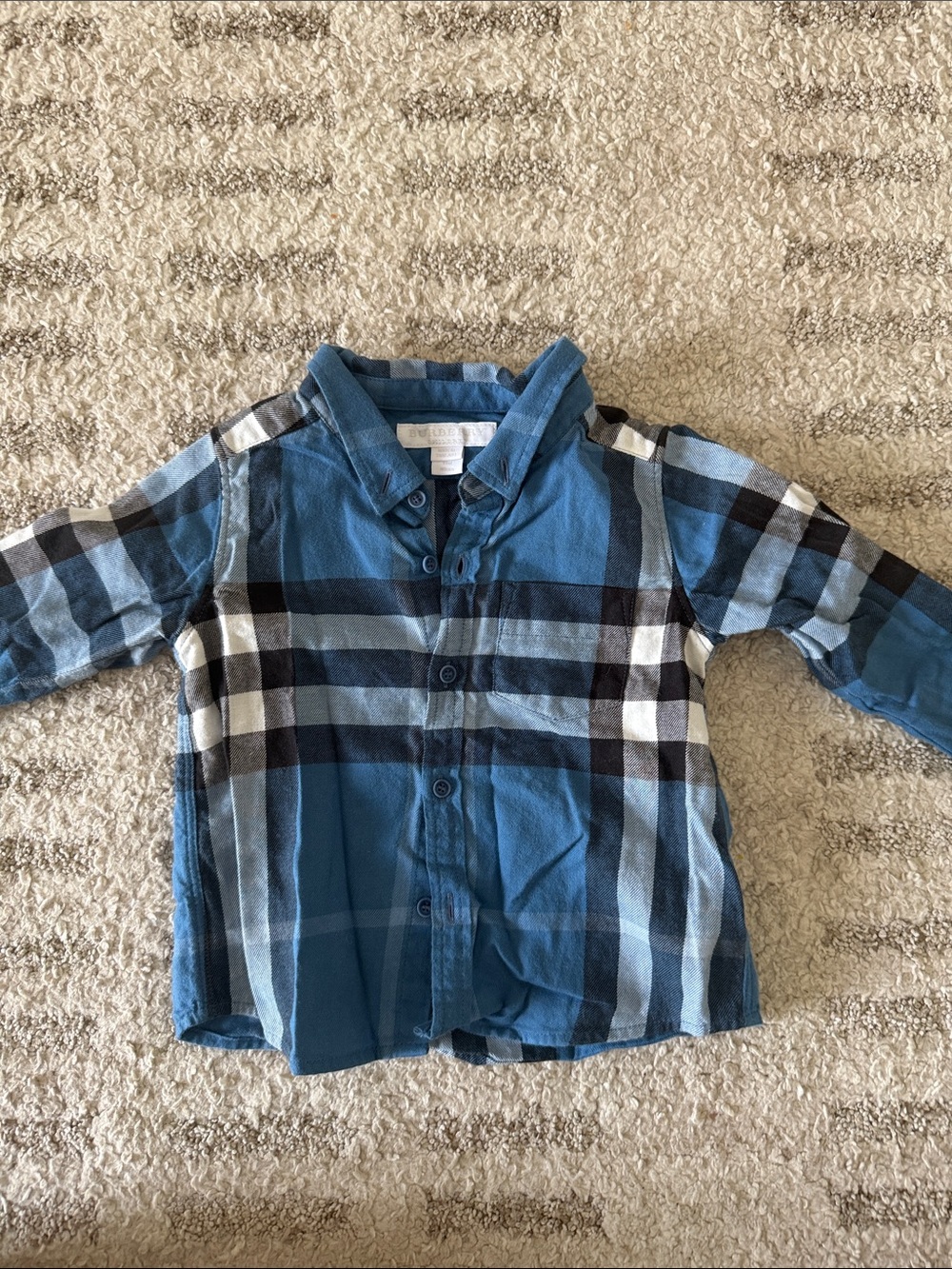 Burberry Blue Plaid Kids Button-Down Shirt